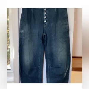 New Free People We The Free Osaka Mid Rise
Barrel Jeans Pants Dark Wash Blue